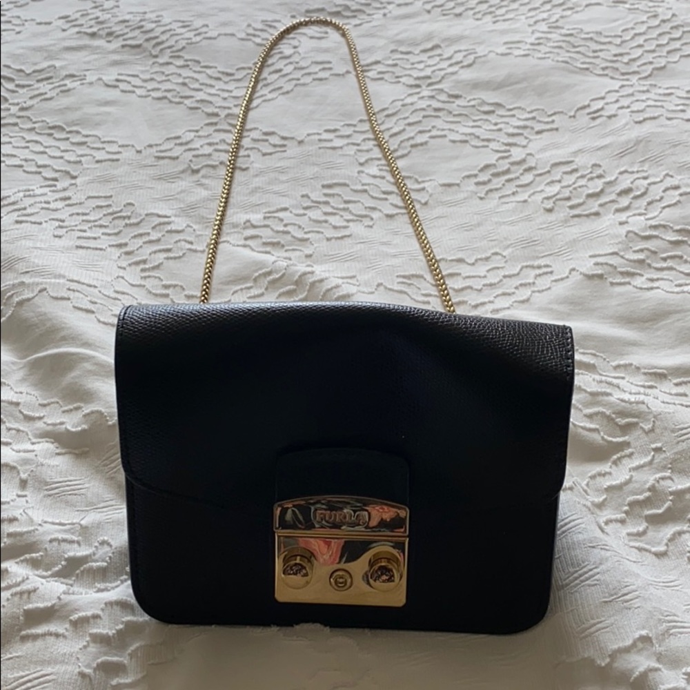 Furla leather and gold evening bag